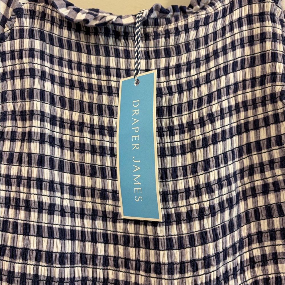 Draper James Blue and White Gingham Smocked Dress - Picture 4 of 5